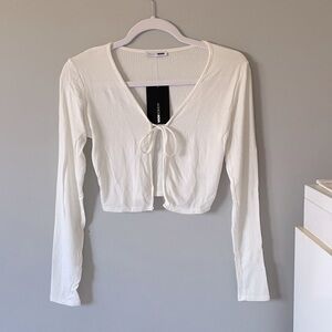 FASHION NOVA - Off White Tie Up Longsleeve Top